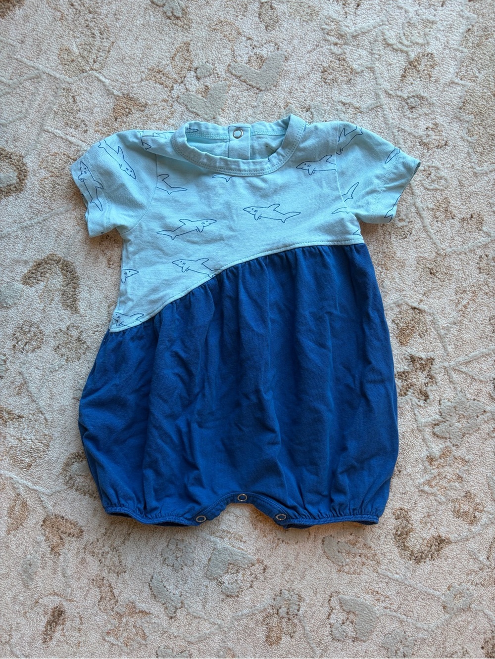 Kate Quinn x Little Liam Shark Print Infant Bubble Romper